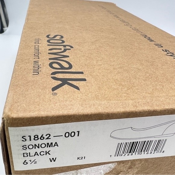 6.5W 6.5 WIDE WIDTH Softwalk Women's Sonoma Black Leather Ballet Flats Shoes NEW - Picture 15 of 15